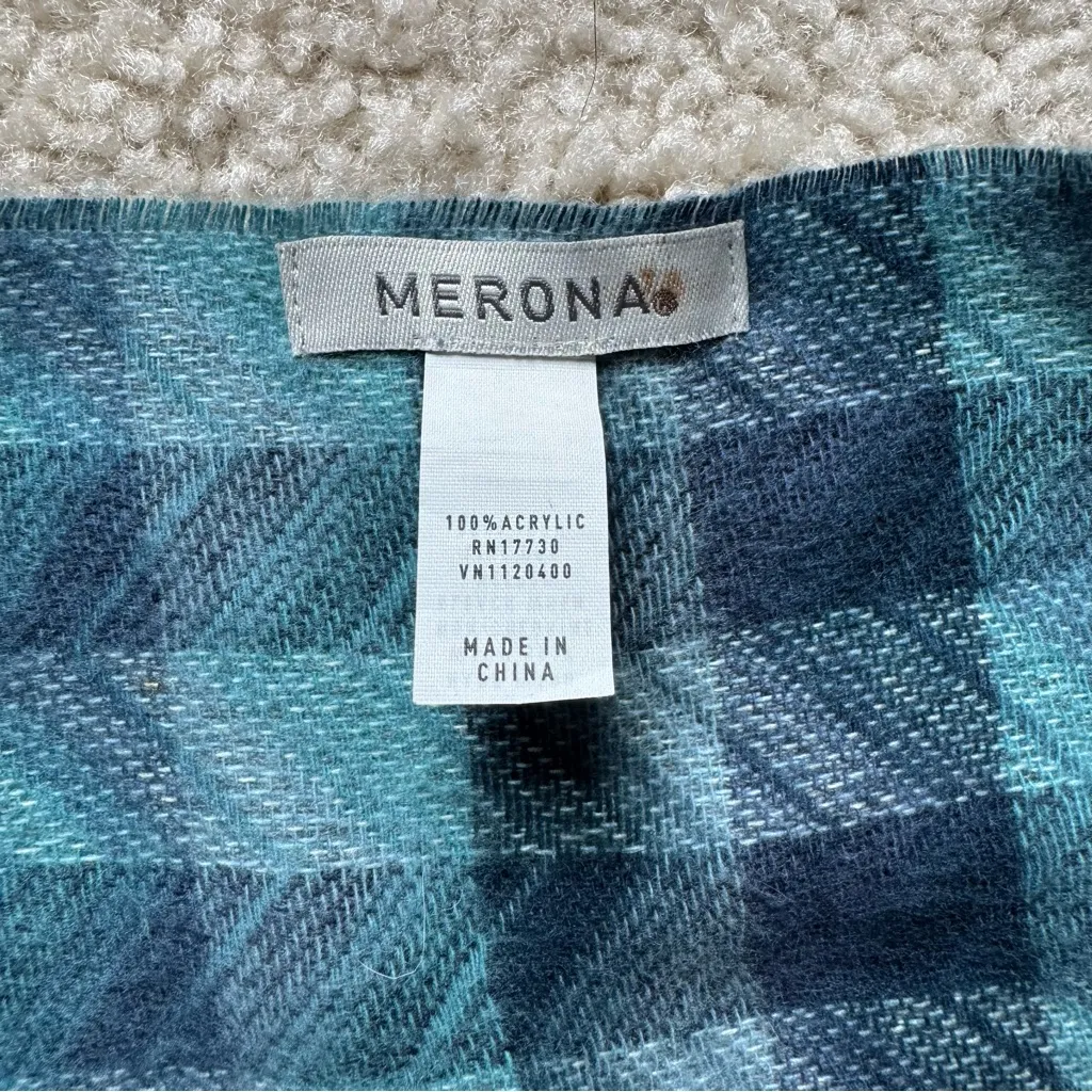 Merona Blue Plaid herringbone print scarf - Image 2