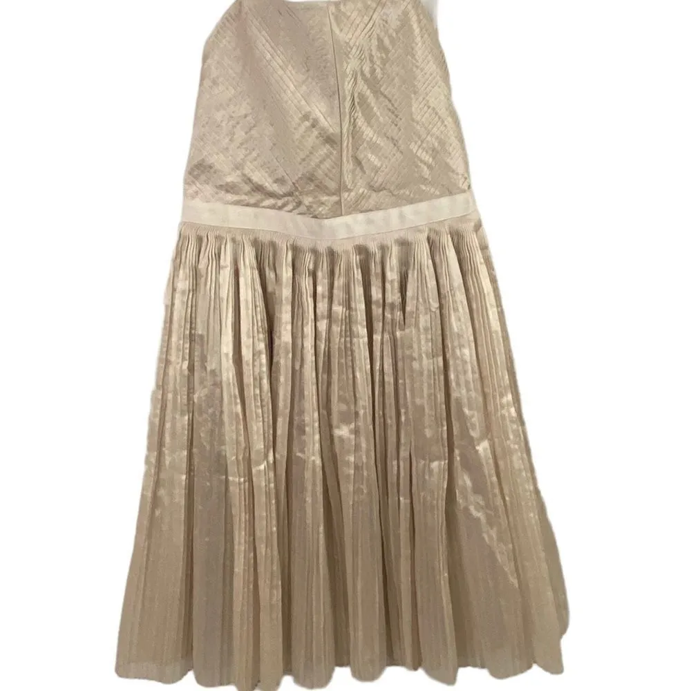 Banana Republic Collection Pleated Silk Blend Gold Cocktail Dress - Image 10