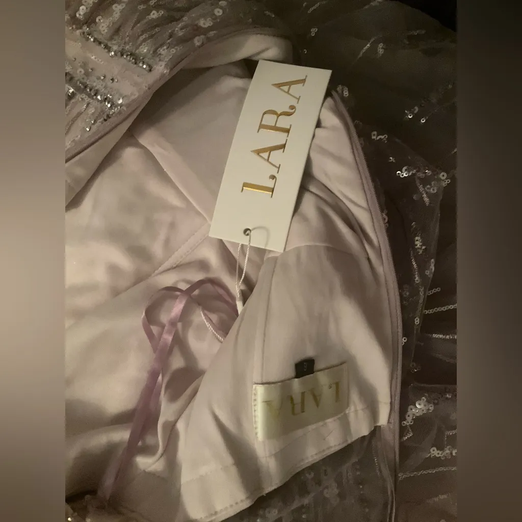 LARA A Line Gown With Long Cape Sleeves Purple Size 6 - Image 12