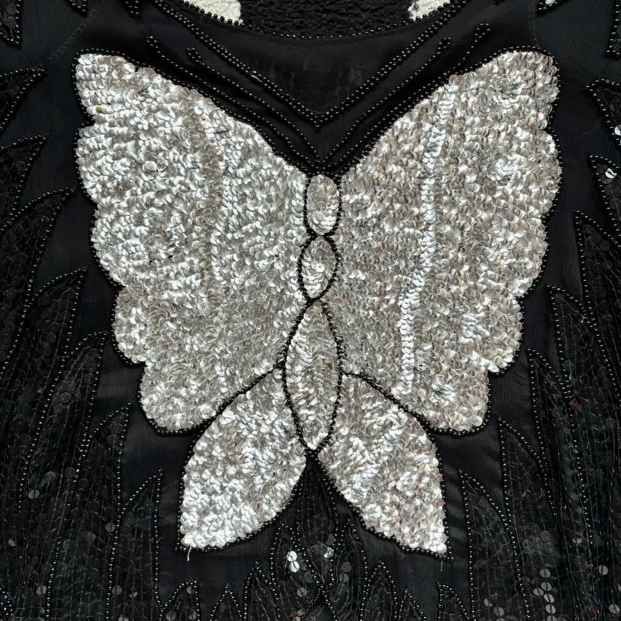 Vintage Butterfly Sequin Top Silk Lined - Image 2
