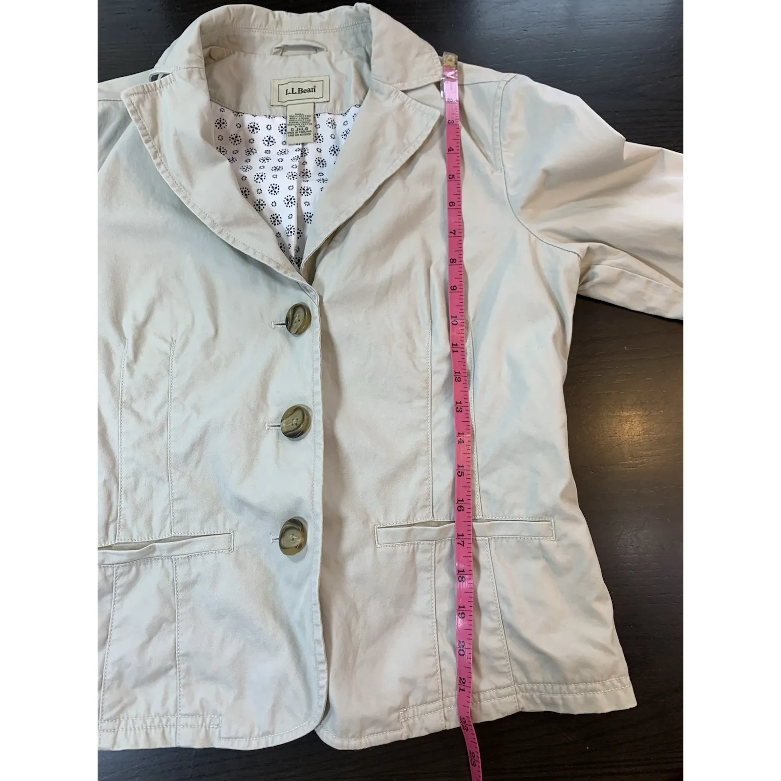 LL Bean Blazer Womens Size 8 Button Front Neutral Beige Career Business‎ Jacket Tan - Image 11