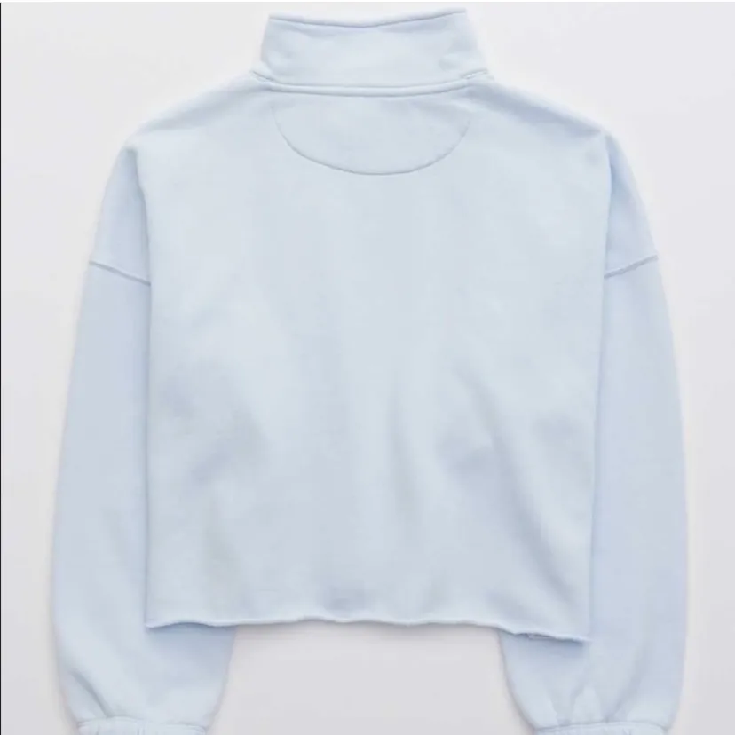 Aerie Fleece Of Mind‎ Women’s Large Sunset Blue Cropped Polo Sweatshirt - Image 6