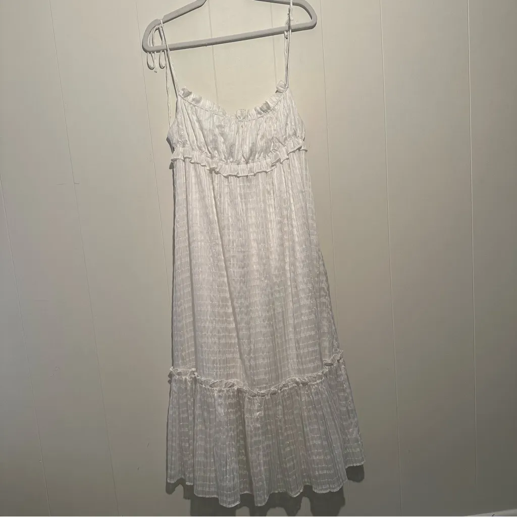 MAJORELLE White Adam Midi Dress In White Lurex Size Small - Image 3