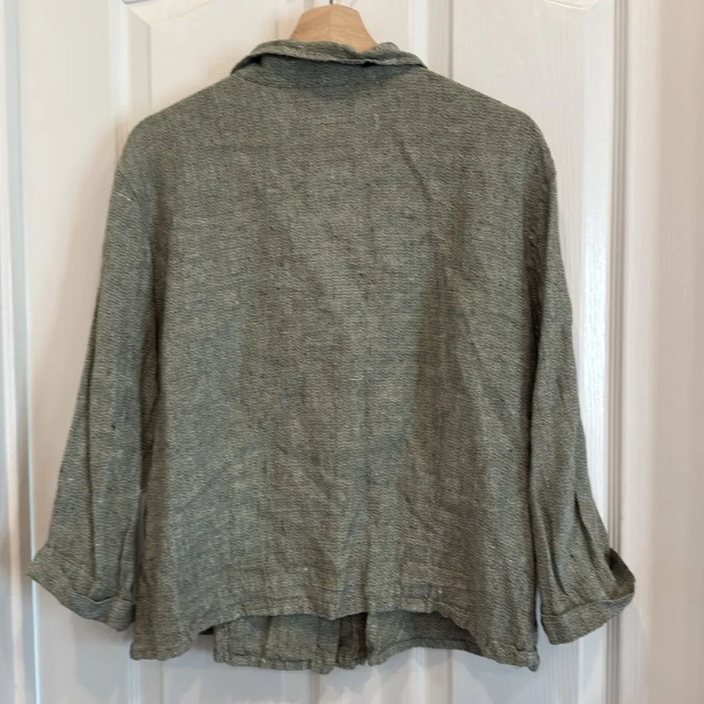 FLAX linen 3/4 sleeve button down shirt - Image 8