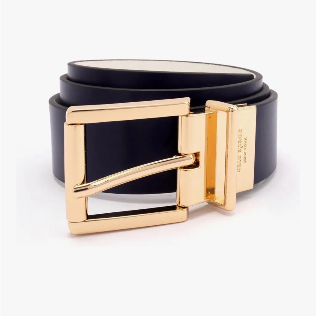 Kate Spade Classic Genuine Leather Reversible Belt Black/Ivory Sz XLarge XL NWT - Image 2