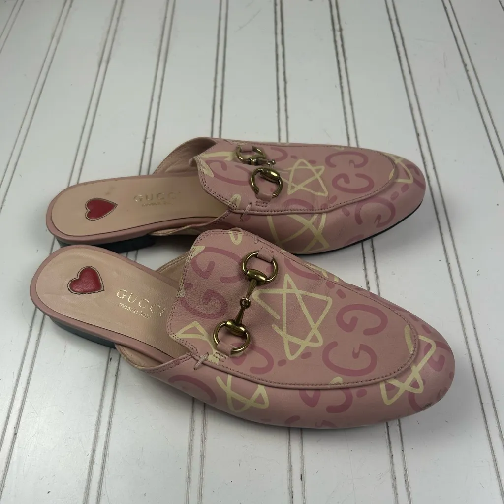 Gucci Horsebit Princetown Pink Graffiti Mules Women’s Size 36 US Size 6 - Image 14