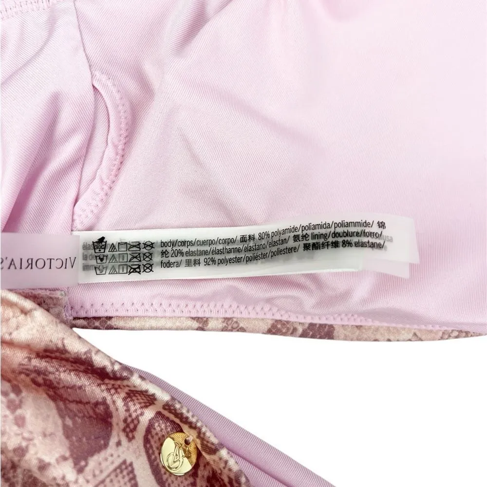 Victoria’s Secret Swim Pink Snakeskin Off Shoulder Tie Front Bikini Top Large - Image 4