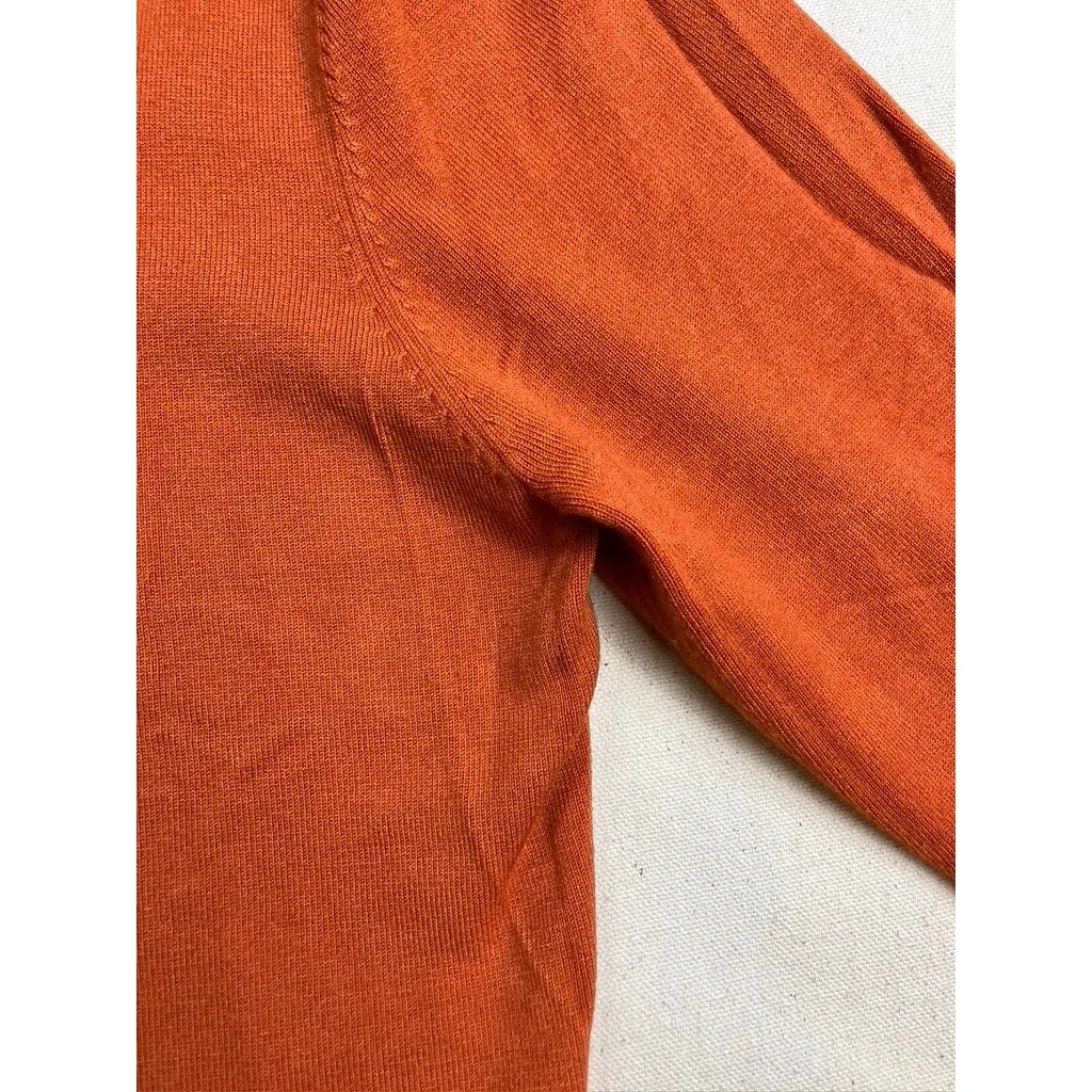 Cable &‎ Gauge Womens Orange Long Sleeve Scoop Neck Knit Top Grommet Detail L - Image 7