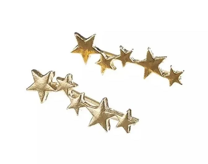 Gold Star Climber Cuff Earrings - Image 2