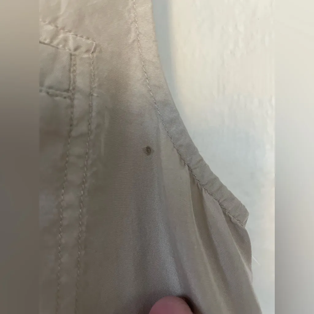 Theory Wandu Cream / Tan 100% Silk, Sleeveless Shift Dress, Pockets; size 0 - Image 5