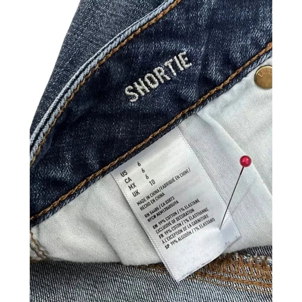 American Eagle Outfitters Size 6 Super Stretch Denim Shortie Shorts | H1-493 - Image 3