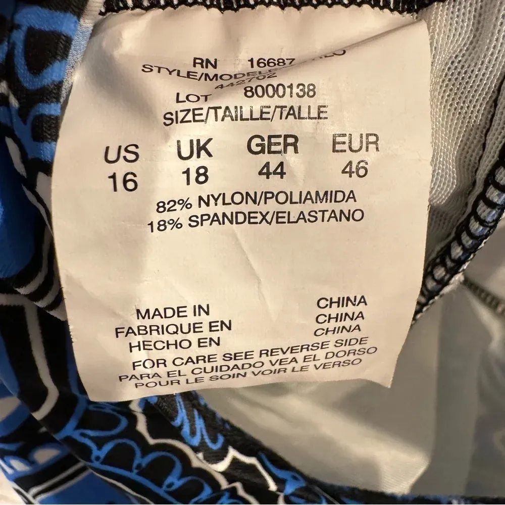 NWT Swim Solutions Blue Floral Mandala One Piece Swimsuit w/ Ruching‎ size 16 - Image 4