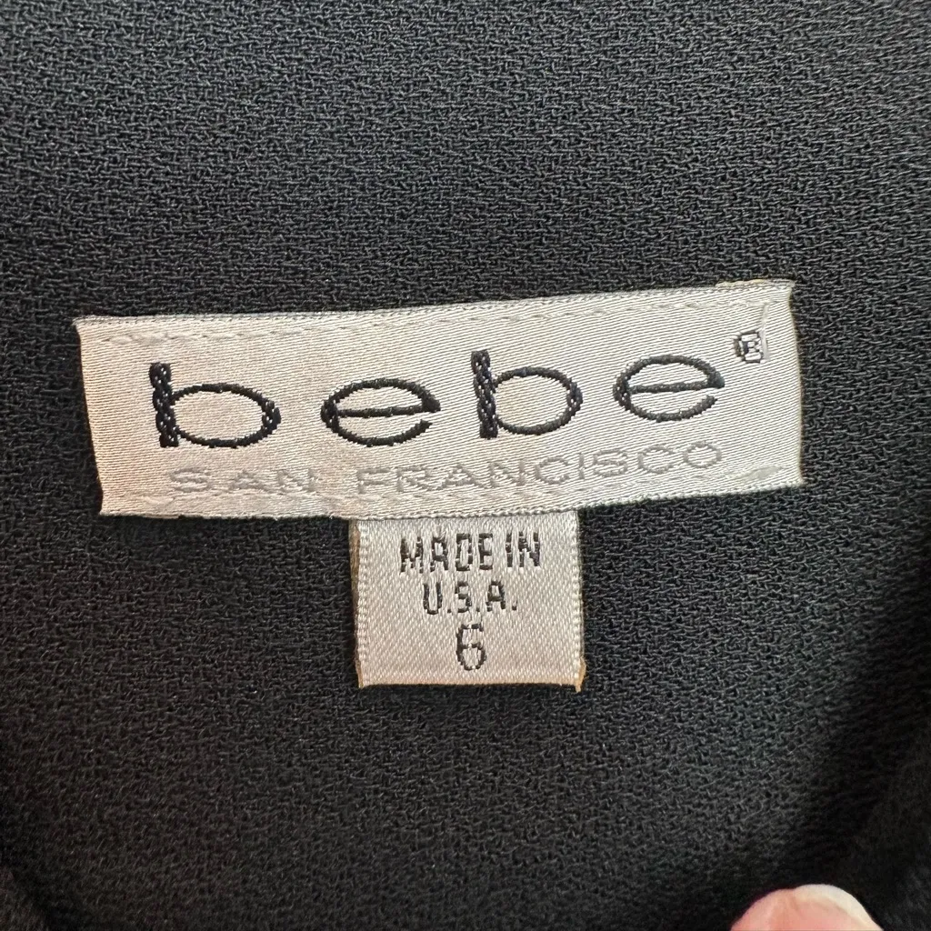 Vintage Bebe Y2K Classic Black Party Cocktail Chic Mini Dress Women’s Size 6 S - Image 7