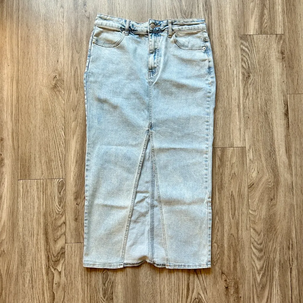 Meshki Light Wash Maxi Denim Skirt Size S - Image 4
