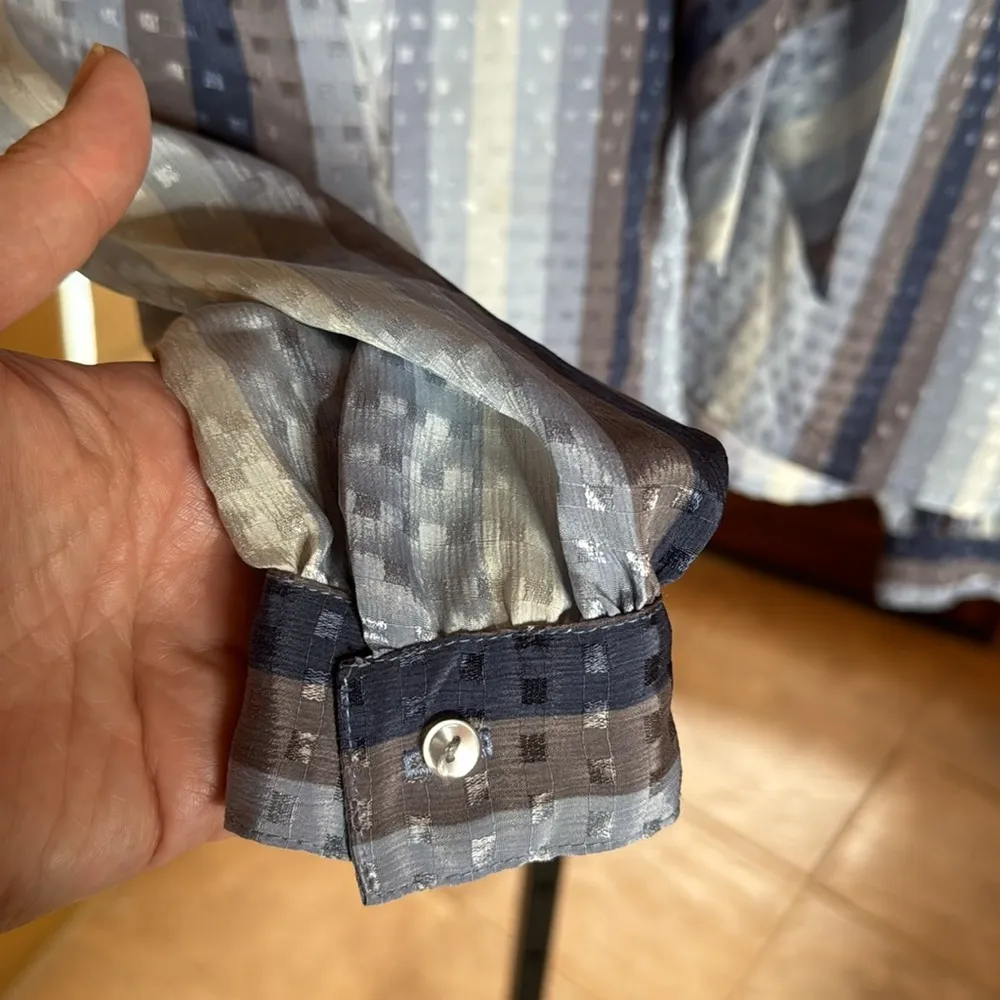 Vintage Nordstrom Town Square Petite Blue Gray Blouse Size 6 - Image 3