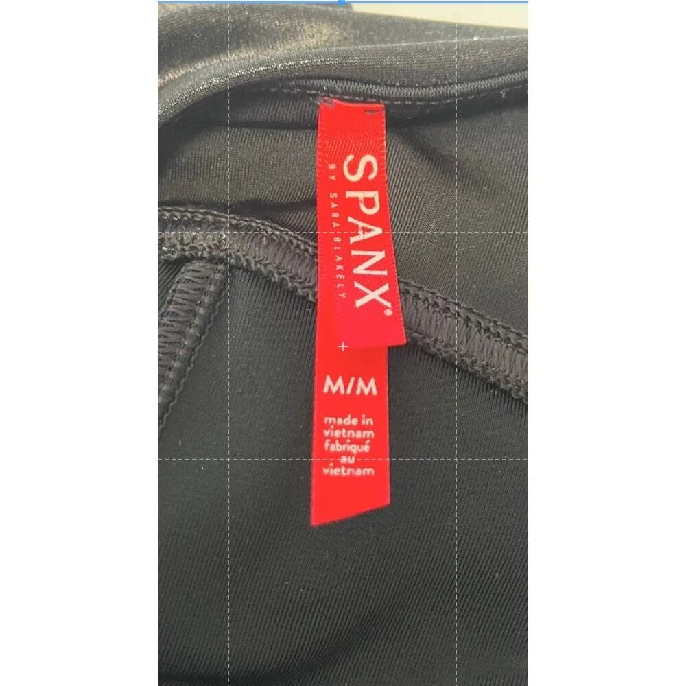 SPANX Women's Faux Leather Leggings Shaping Lifting Compression Black sz. M - Image 7