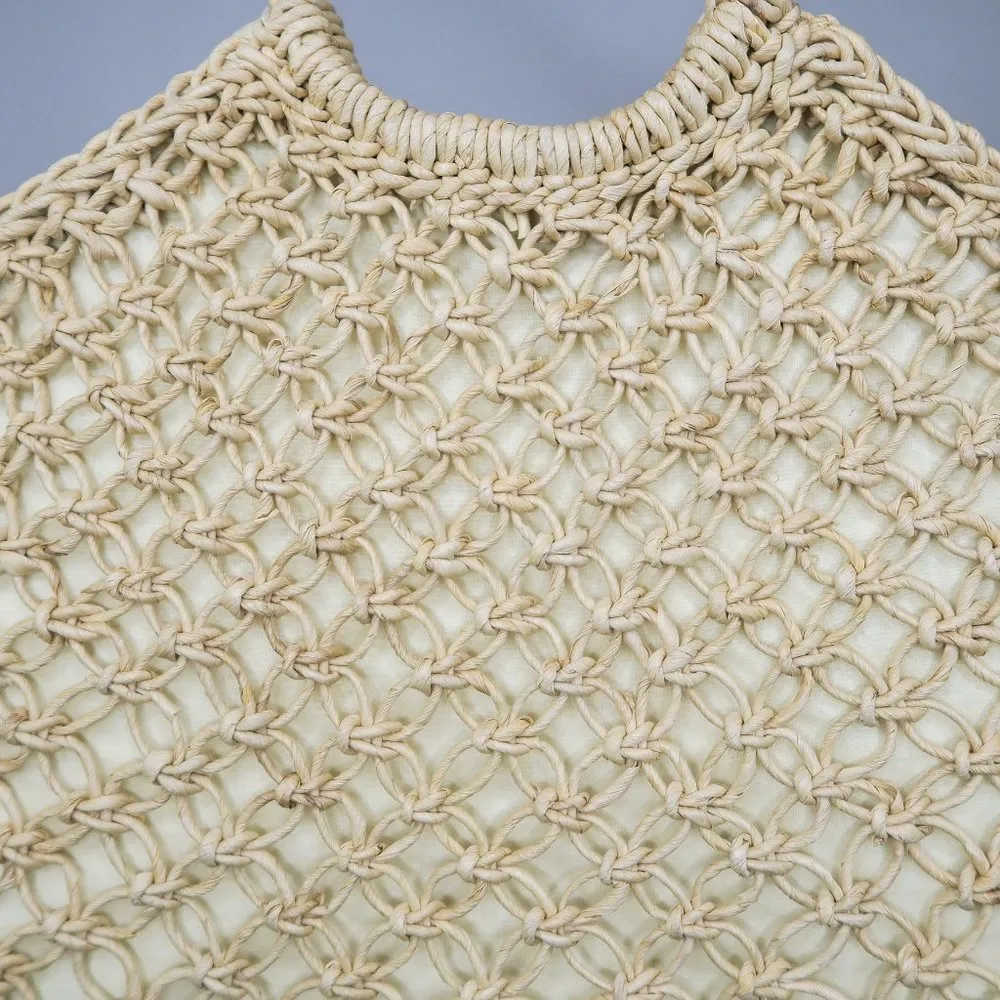 Vintage Straw Wicker Shoulder Bag Tote Beach Bag - Image 4