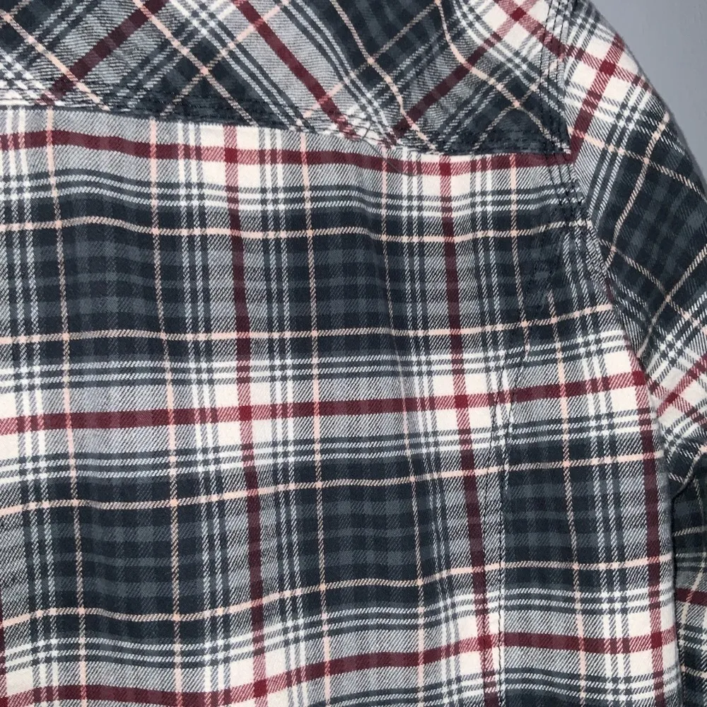 Carhartt Gray Red & White Mid Weight Flannel Button Front Long Sleeve Shirt XL - Image 7