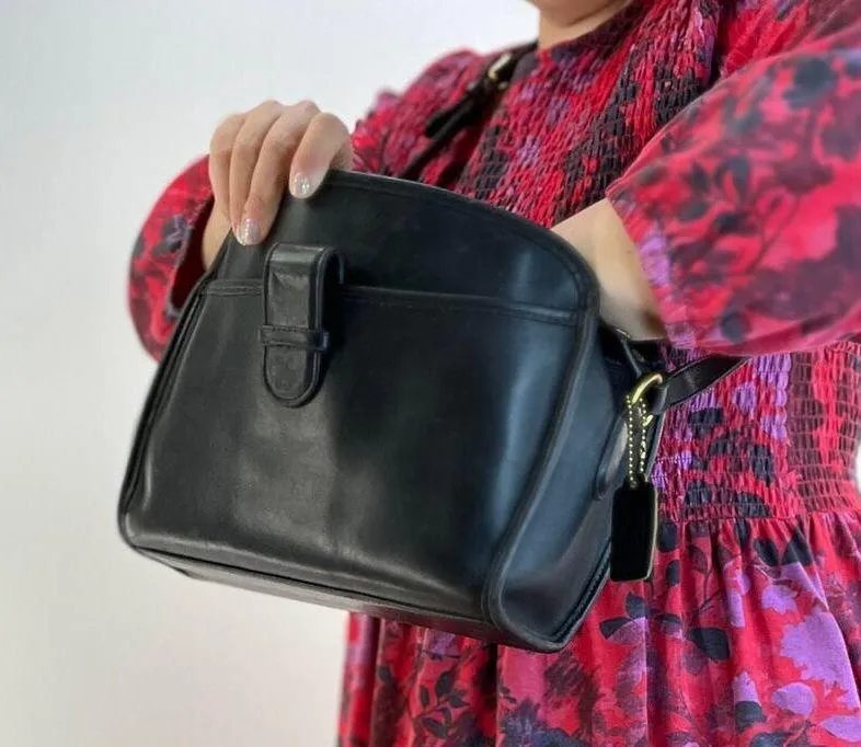 Coach Brighton Bag 9895 Vintage Black Leather Handbag Purse Rehab Project Bag - Image 6