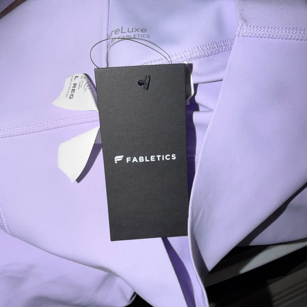 Fabletics High Waisted Lilac Leggings: Large - Image 4
