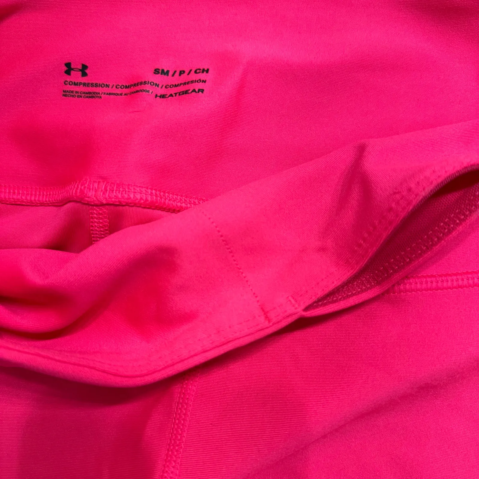 Under Armour Women's HeatGear Pink Compression Tech Bike Shorts Size Small 7.5” - Image 5