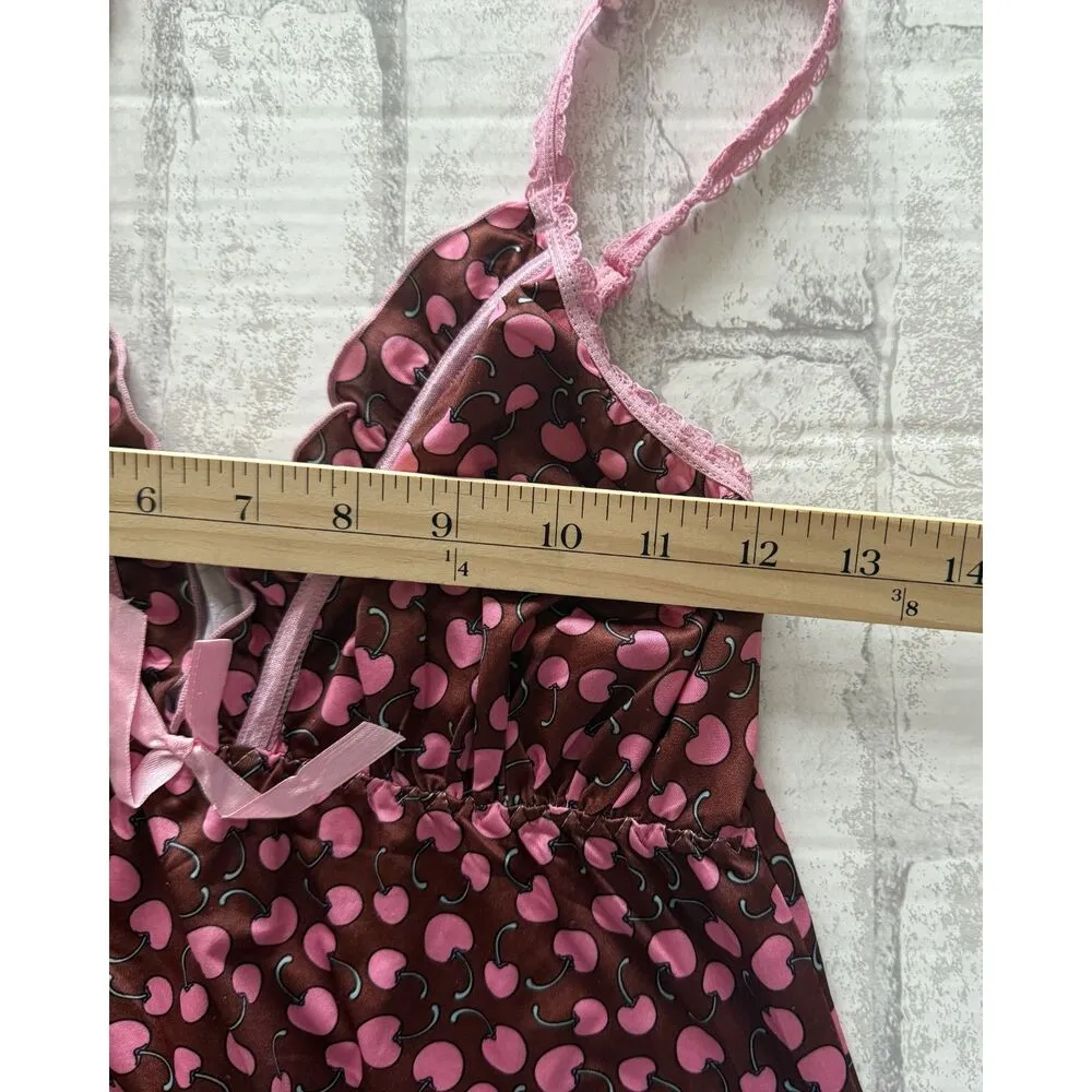 Womens Y2K Cherry Spaghetti Strap Lace V - Image 4