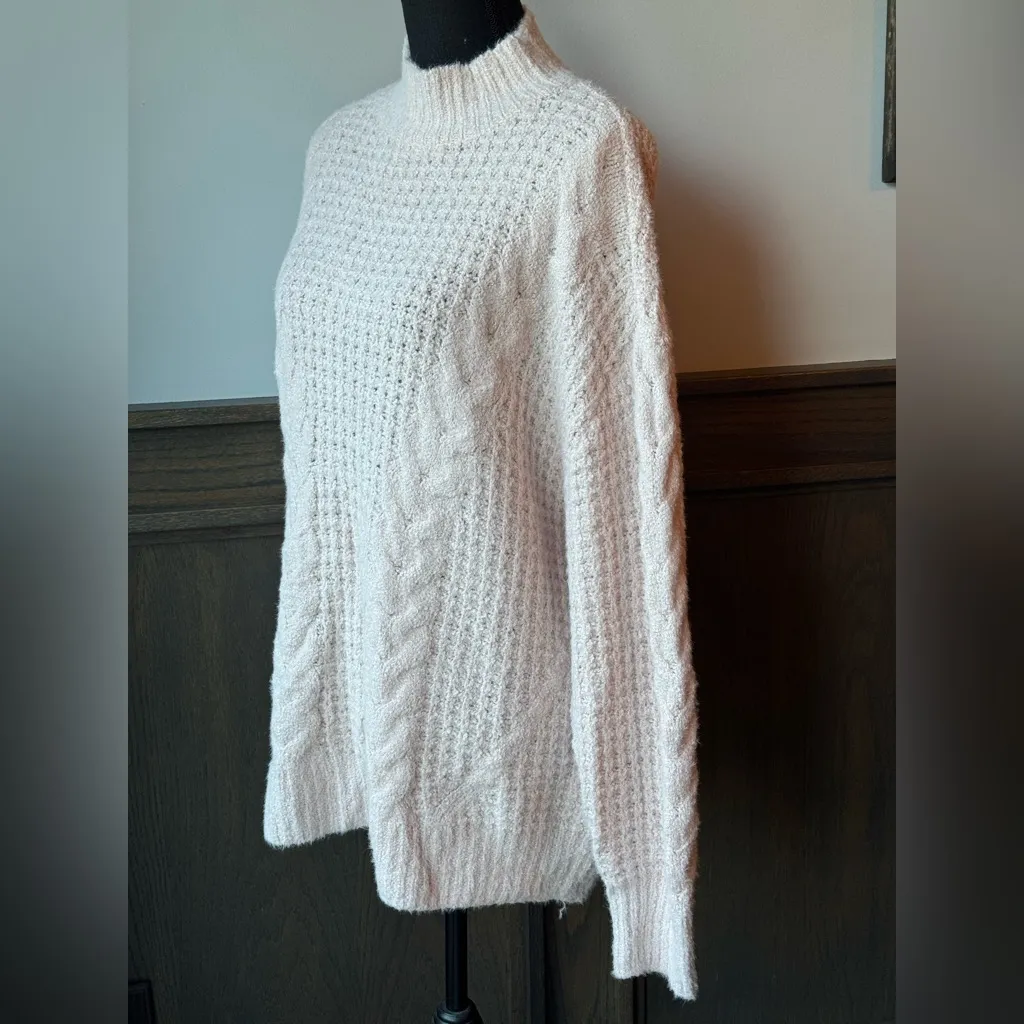 Sonoma Pale Pink Cable Knit Turtleneck Sweater - Image 2