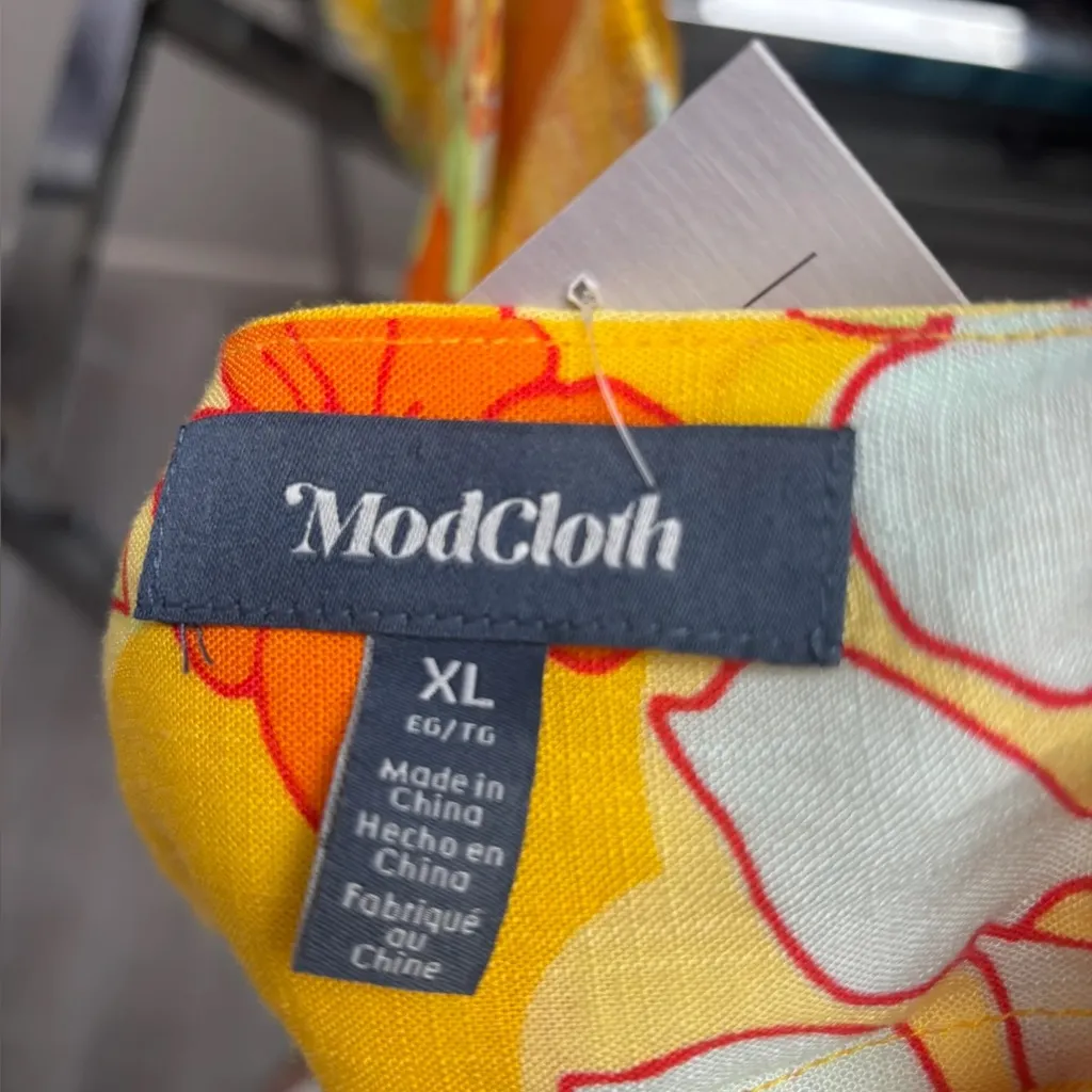 ModCloth Yellow Floral Cropped Top - Size XL - Image 6