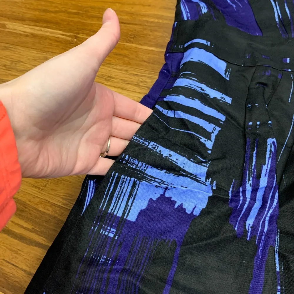 Banana Republic Dress Womens 14 Blue Abstract Print Sleeveless Pockets Fit Flare - Image 3