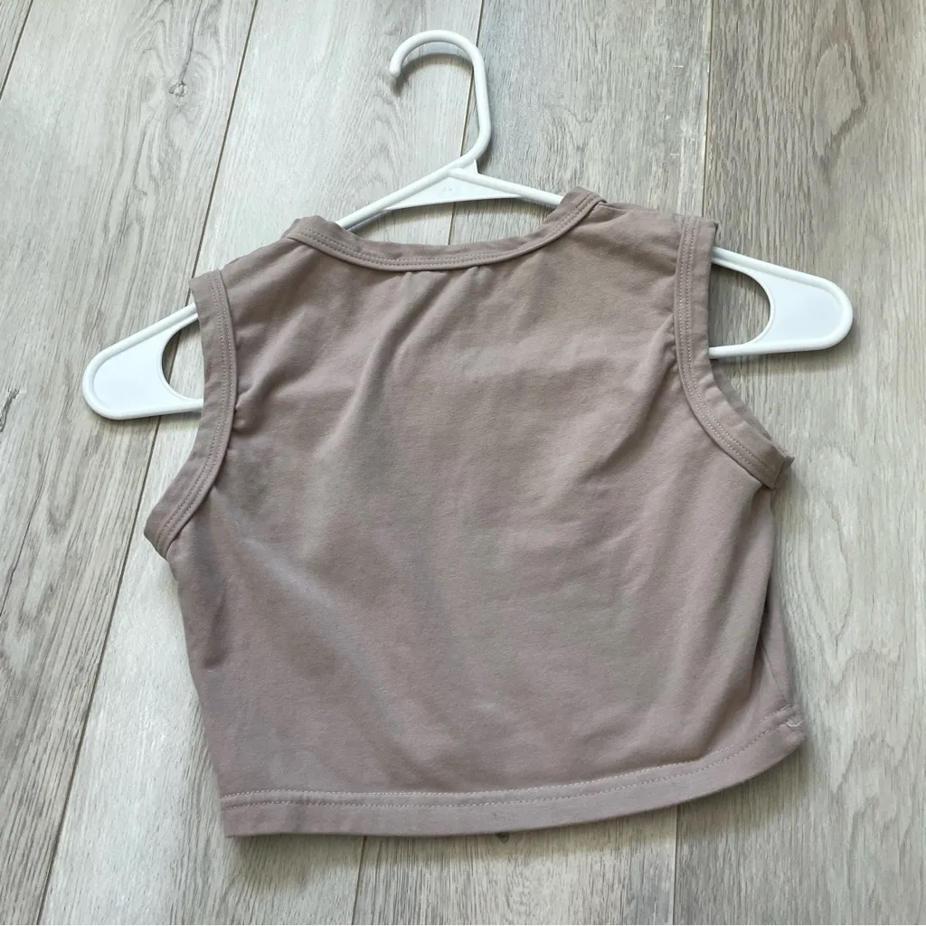 Adanola Crop Tank Top sleeveless womens Tan xsmall minimalist athleisure casual Size XS - Image 4