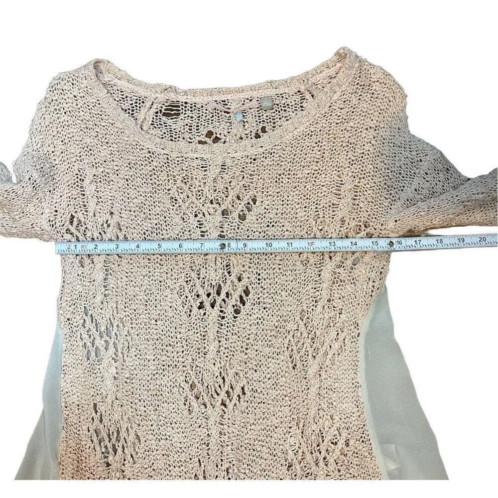 Anthropologie Sylt Boucle Pointelle Pullover Sweater Knitted Knotted Pink croche - Image 6