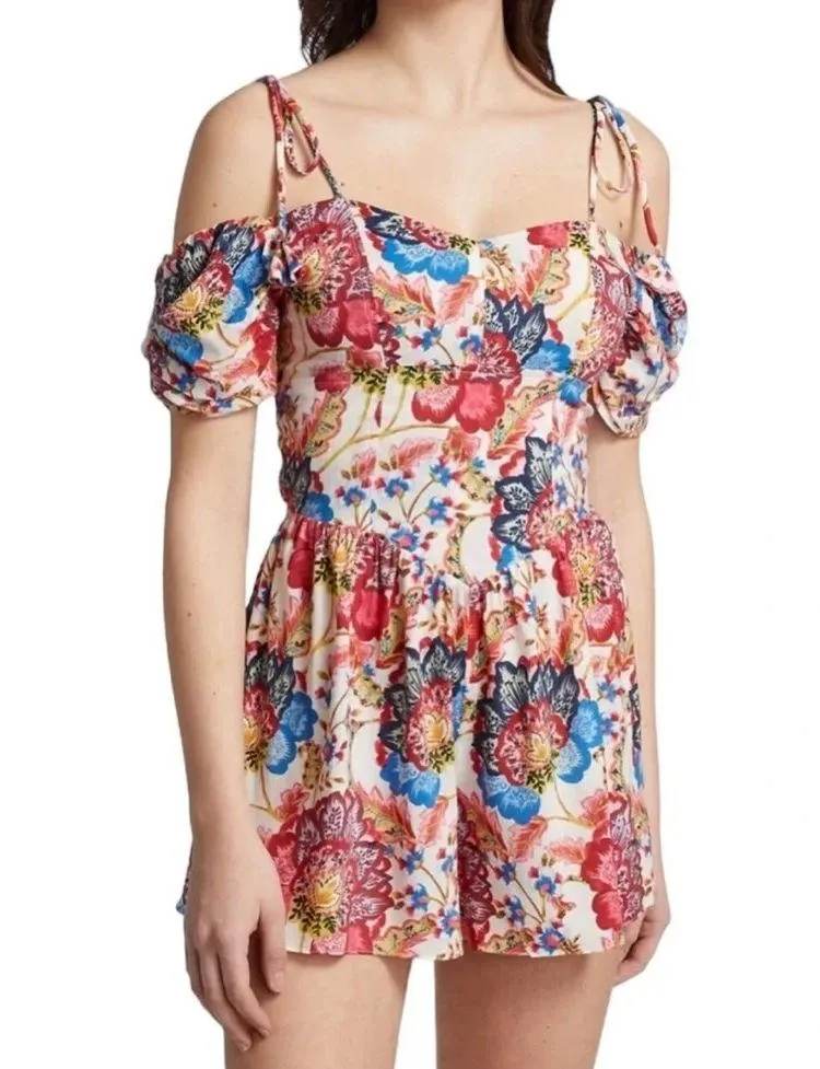 MISA Los Angeles Ruchika Floral Puff Sleeve Romper Size M NWT - Image 3