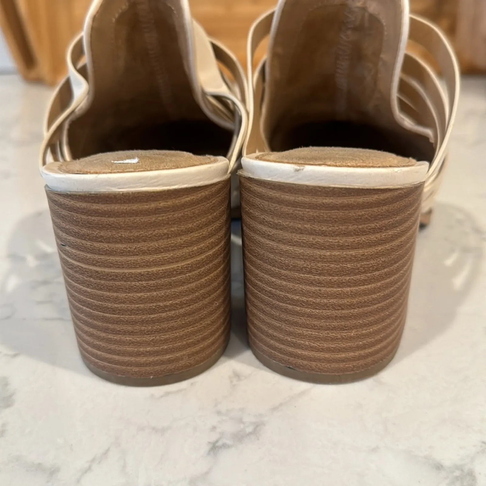 Sonoma Vitalize cream western bohemian almond toe mules stacked heel size 7 - Image 6