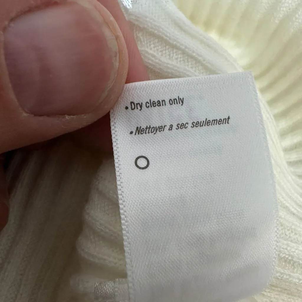 Paige Womens XL Lianne Sweater Ivory Short Sleeve Button-Up Ribbed Cotton Blend - Image 8