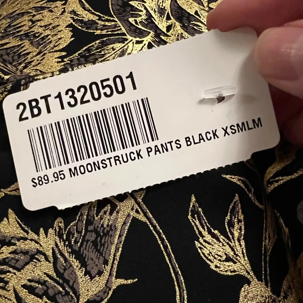 Soft Surroundings Moonstruck Pants Metallic Gold Floral Mini-Boot Full Length XS - Image 5