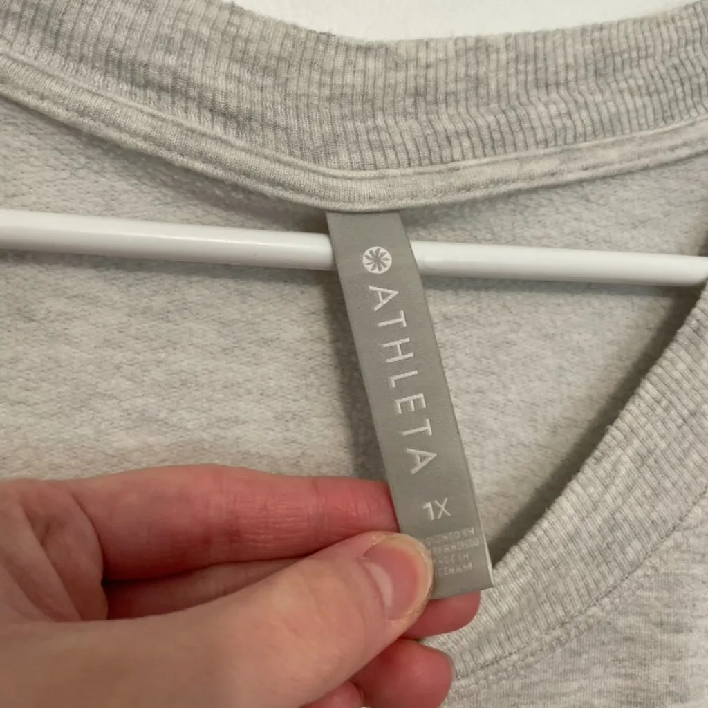 ATHLETA Plus Size Coaster Luxe Recover Sweatshirt Heather Gray Relaxed Fit sz 1X - Image 5