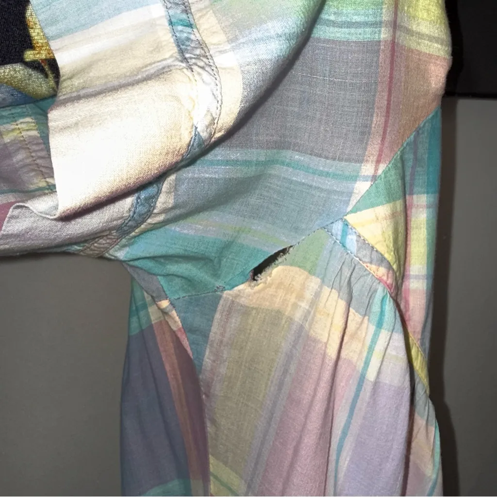 Coquette Fairy Milkmaid Prairie Vintage‎ 90s Ruffle Flowy Plaid Maxi Dress Pink Size M - Image 9