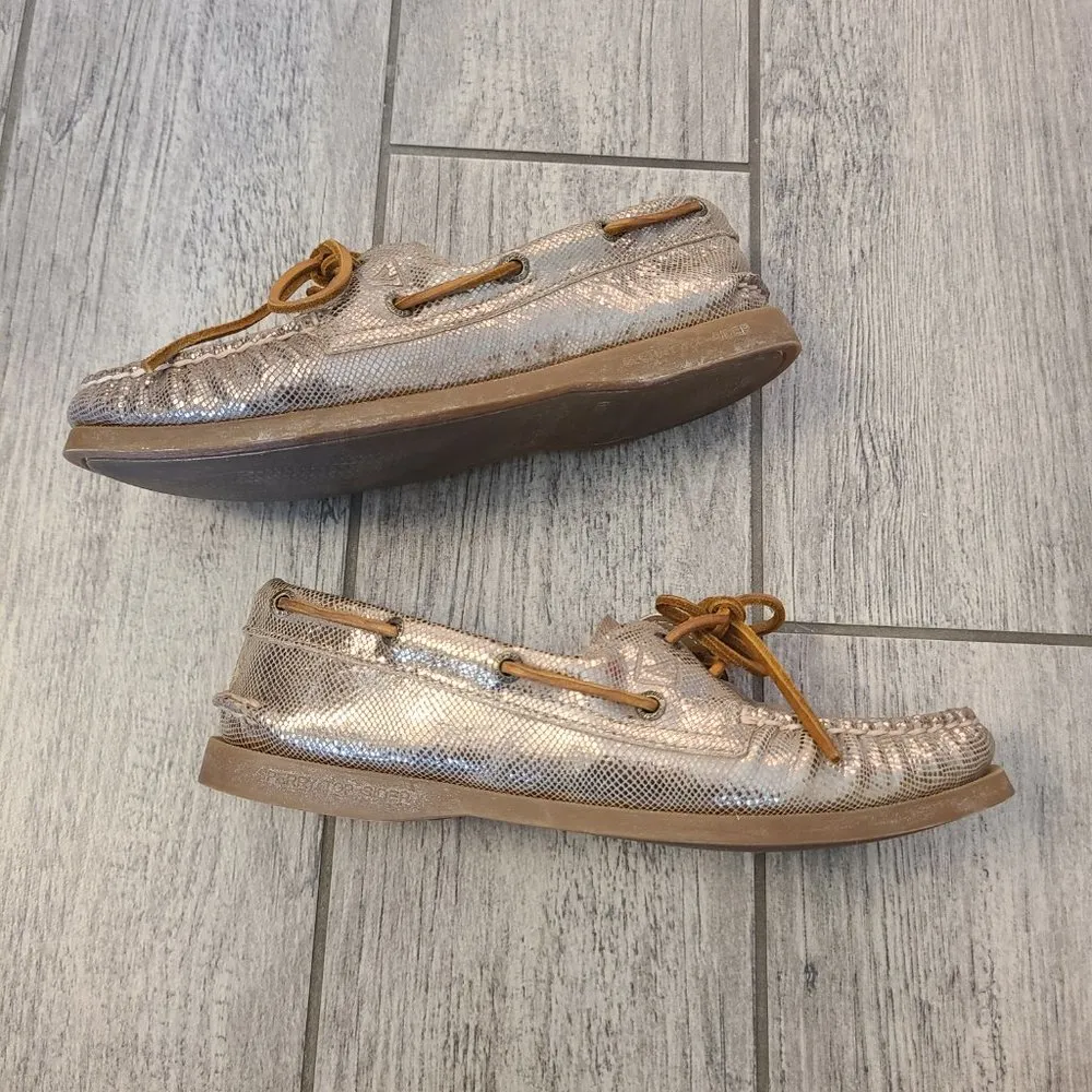 Sperry top-sider women's boat shoes loafers gold metallic size 7.5 - Image 8