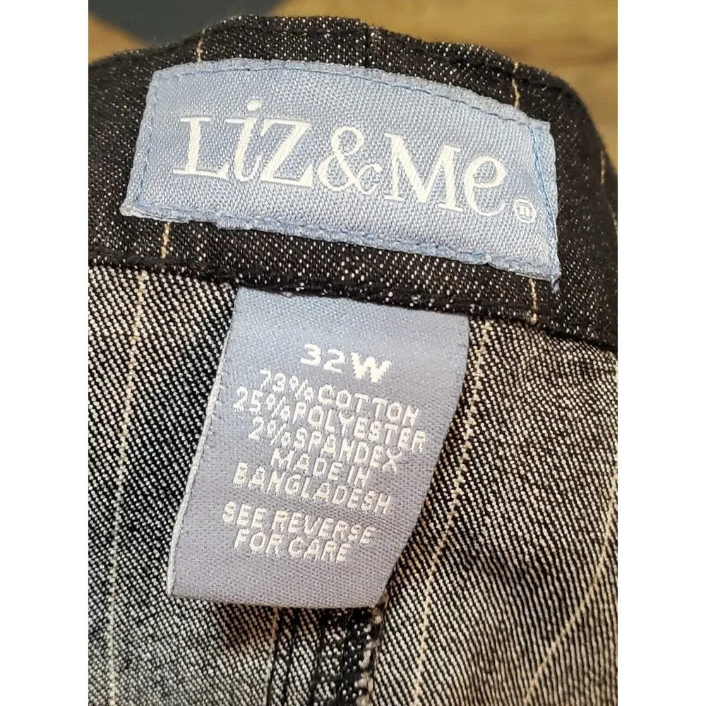 Liz & ME Women's Blue Striped Cotton Long Sleeve Jacket & Skirt 2 Piece Suit 5X - Image 8