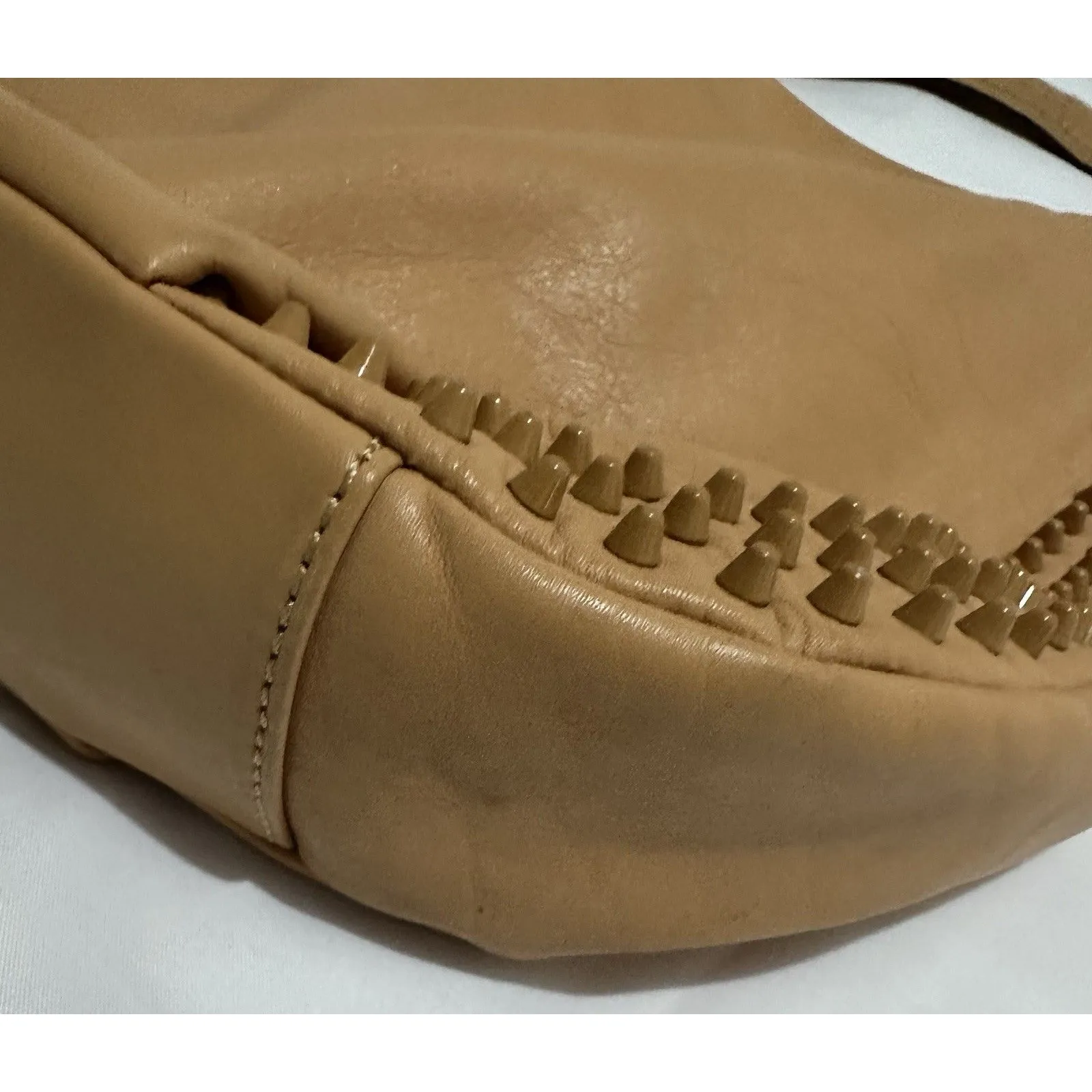 Rebecca Minkoff Nordstrom Luscious Camel Studded Hobo Bag Purse Silver Hardware - Image 7