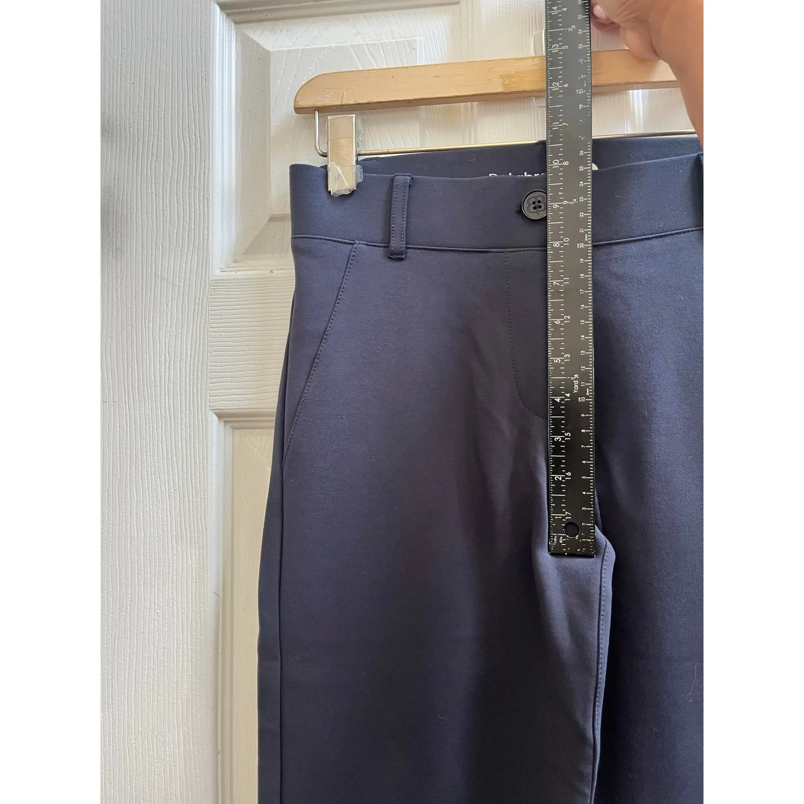 Betabrand Navy Classic Dress Yoga Straight Leg Pants Small Long 34 Inch Inseam - Image 6
