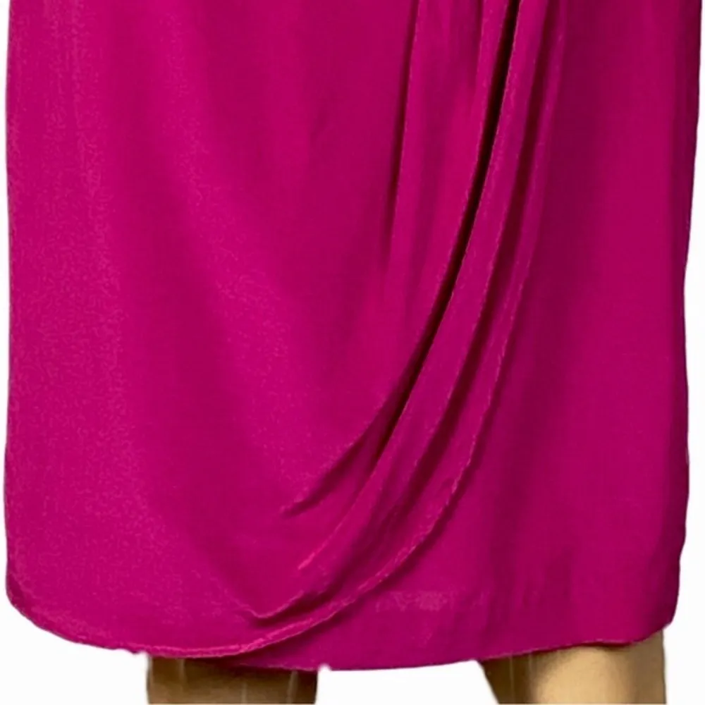 ANN TAYLOR rich, dark pink, Vintage,  100% Silk faux wrap skirt. Size 8. EUC - Image 3