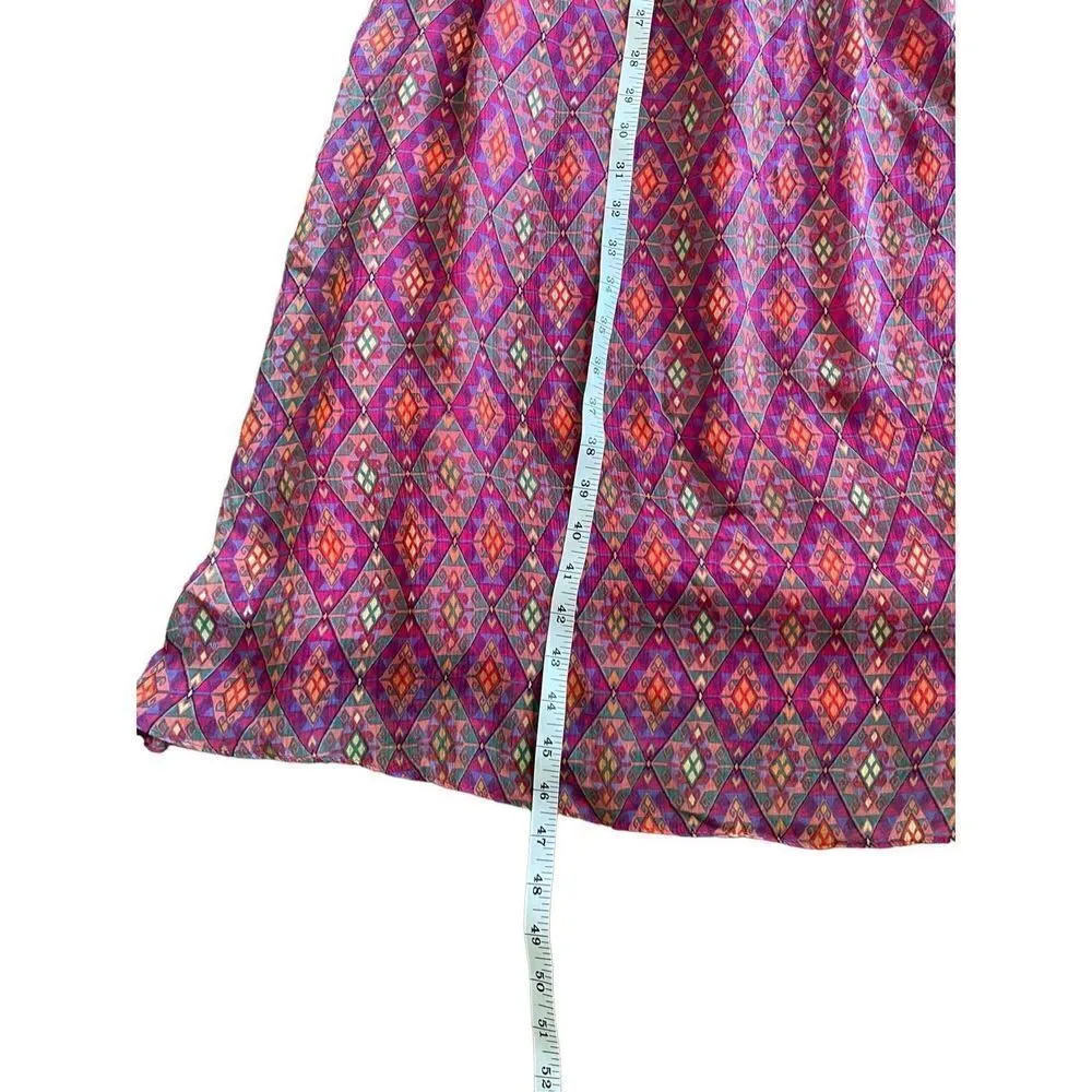 Scoop NYC Beach one size 100% silk geometric diamond pattern multicolor … Pink - Image 4