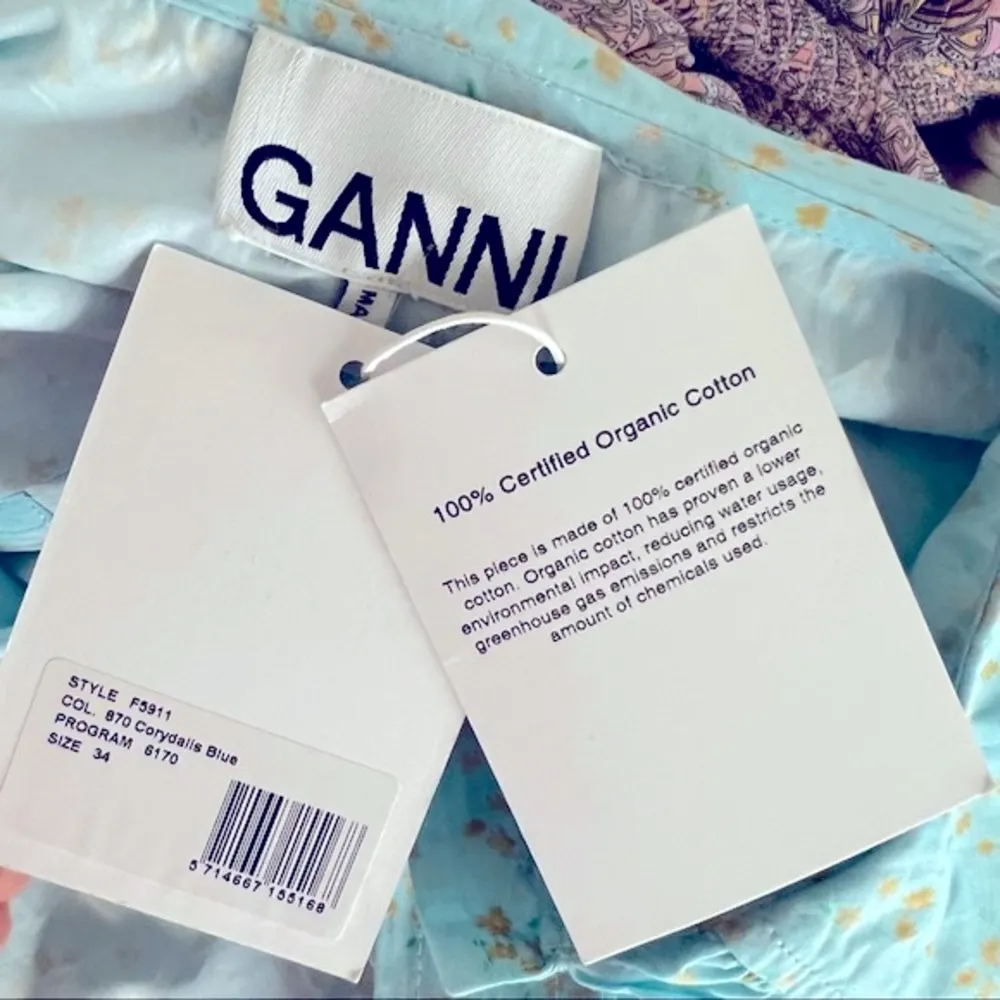 Ganni Cotton Poplin Corydalis Blue Shirt Size EU 34 New with Tag - Image 11
