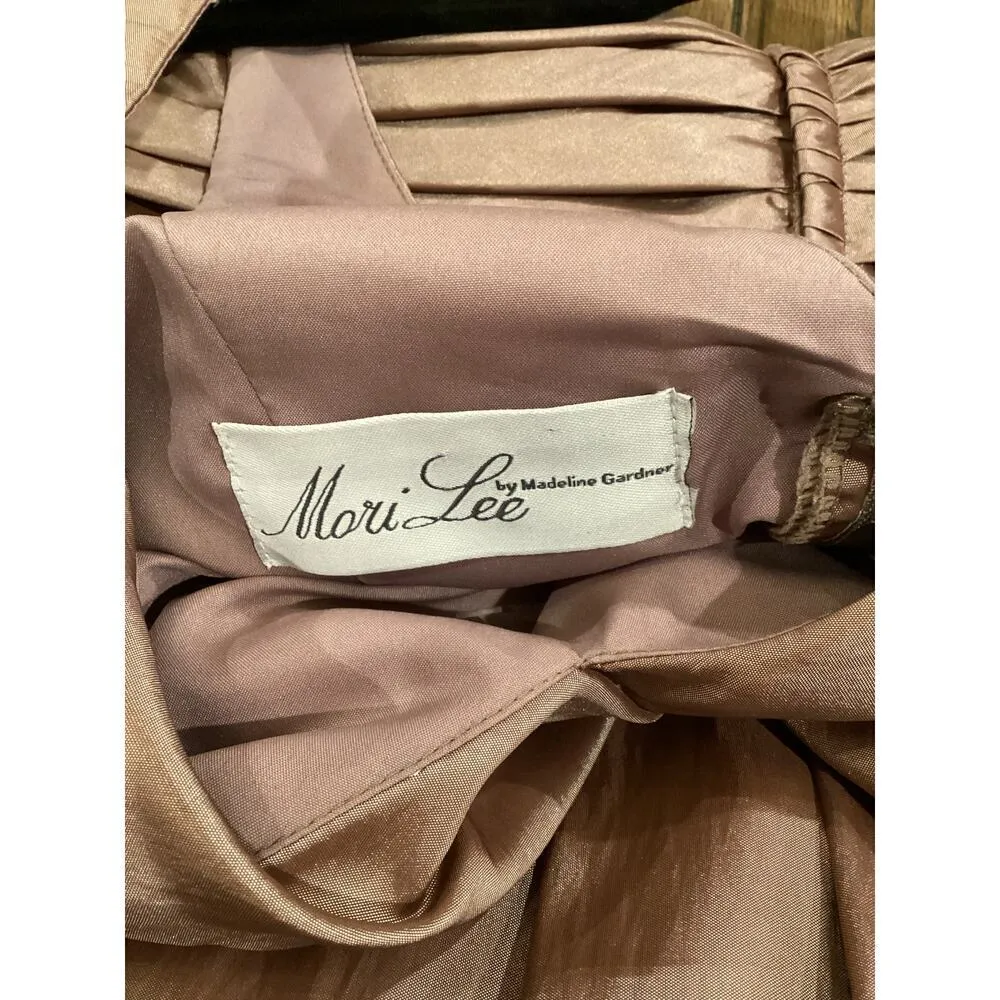 Mori Lee Madeline Gardner tafetta V Neck Bridesmaid Gown formal Pleated dress 6 Pink - Image 6