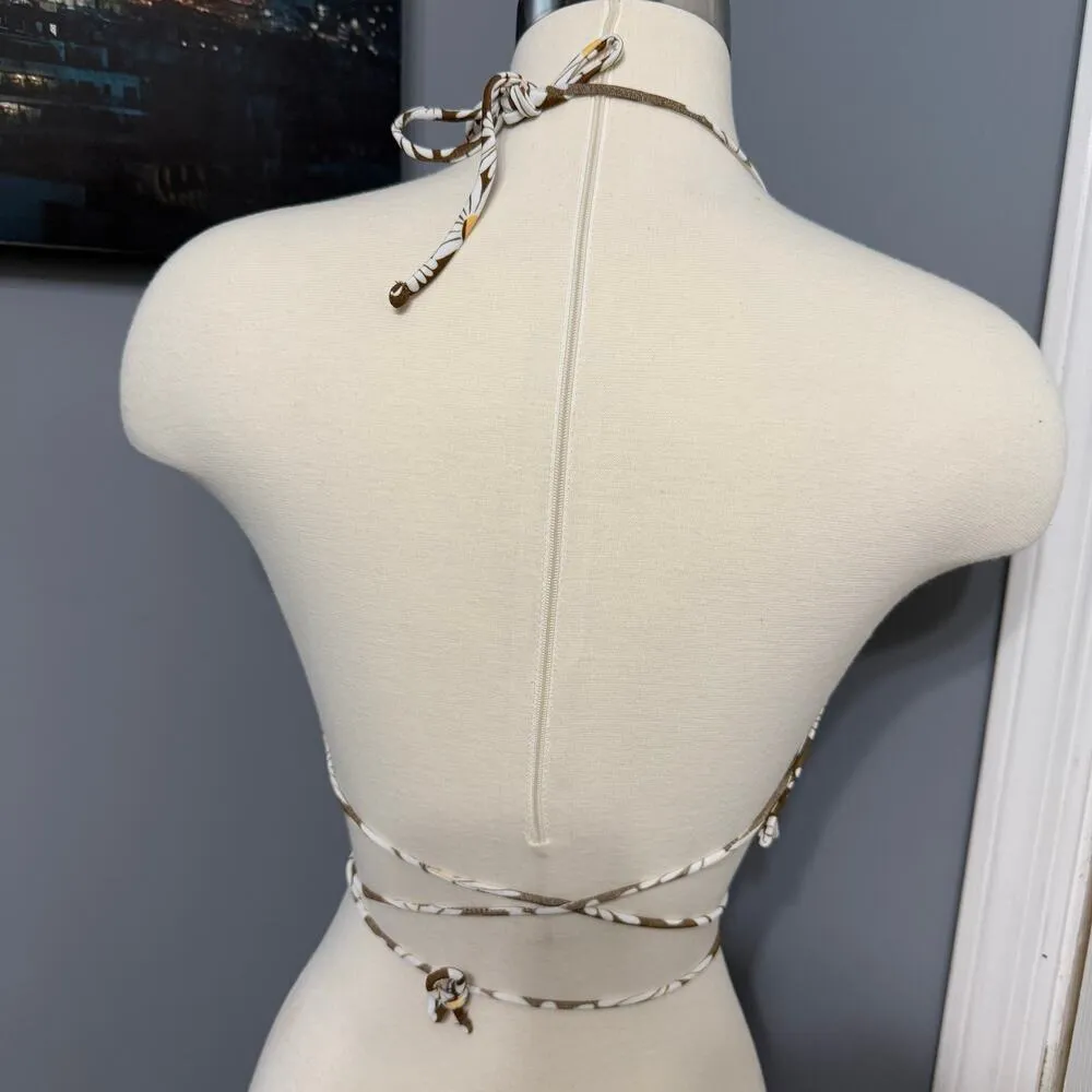 ASOS  halterneck daisy crop top, brown, M - Image 4