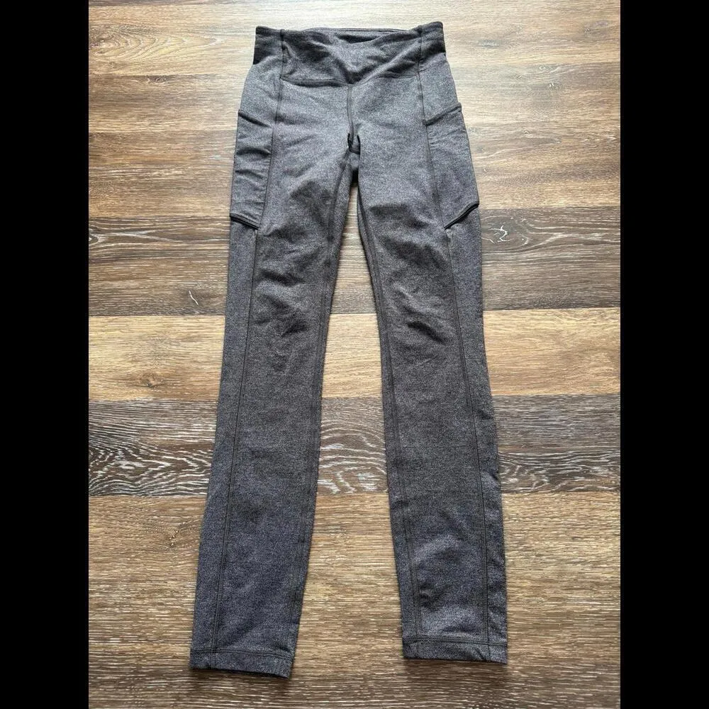Lululemon Speed Up Tight Mid Rise 25” With Pockets, Heathered Black Size 2 - Image 2
