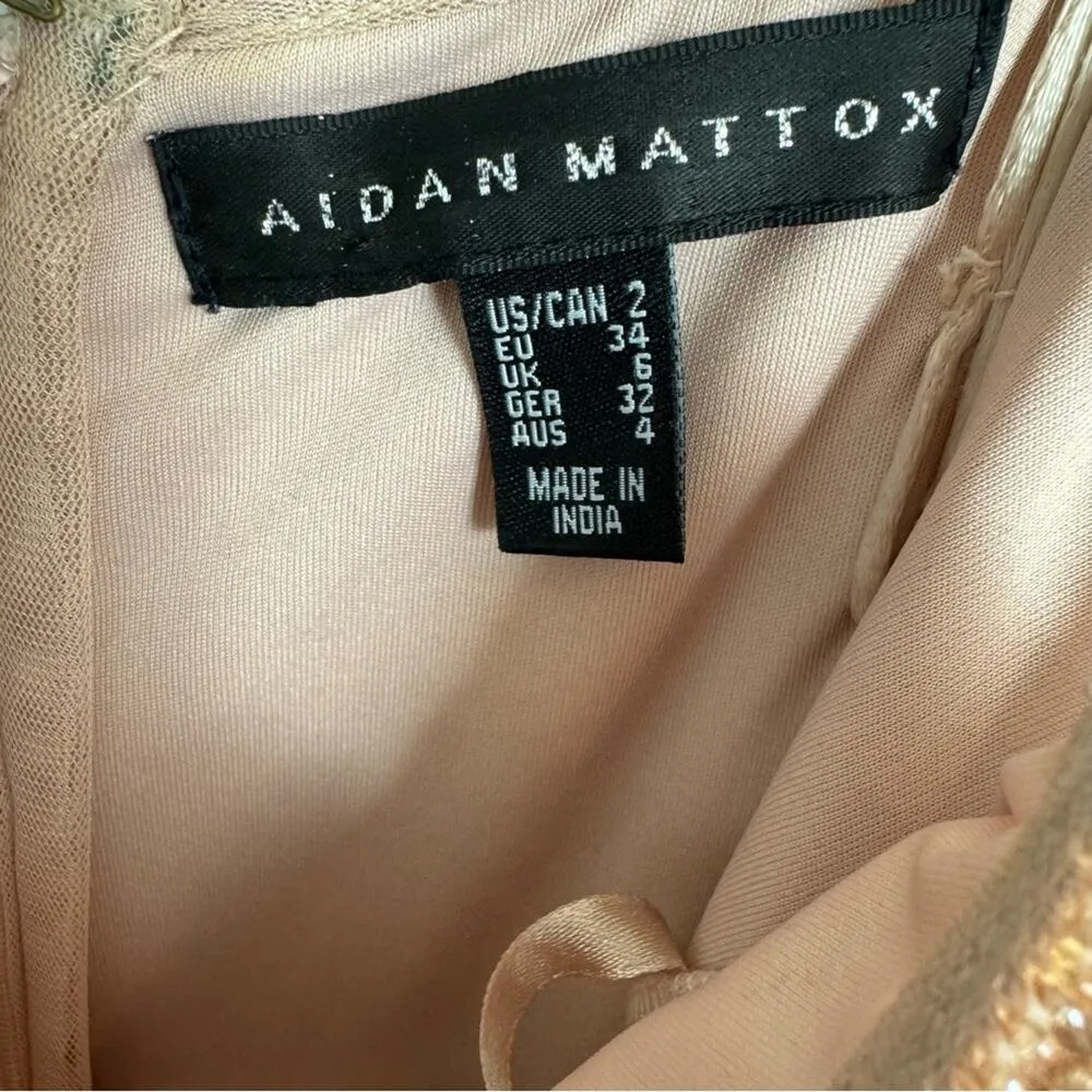 Aidan Mattox Blush Pink Beaded Sequin Formal Evening Maxi Gown Dress Size 2 - Image 4