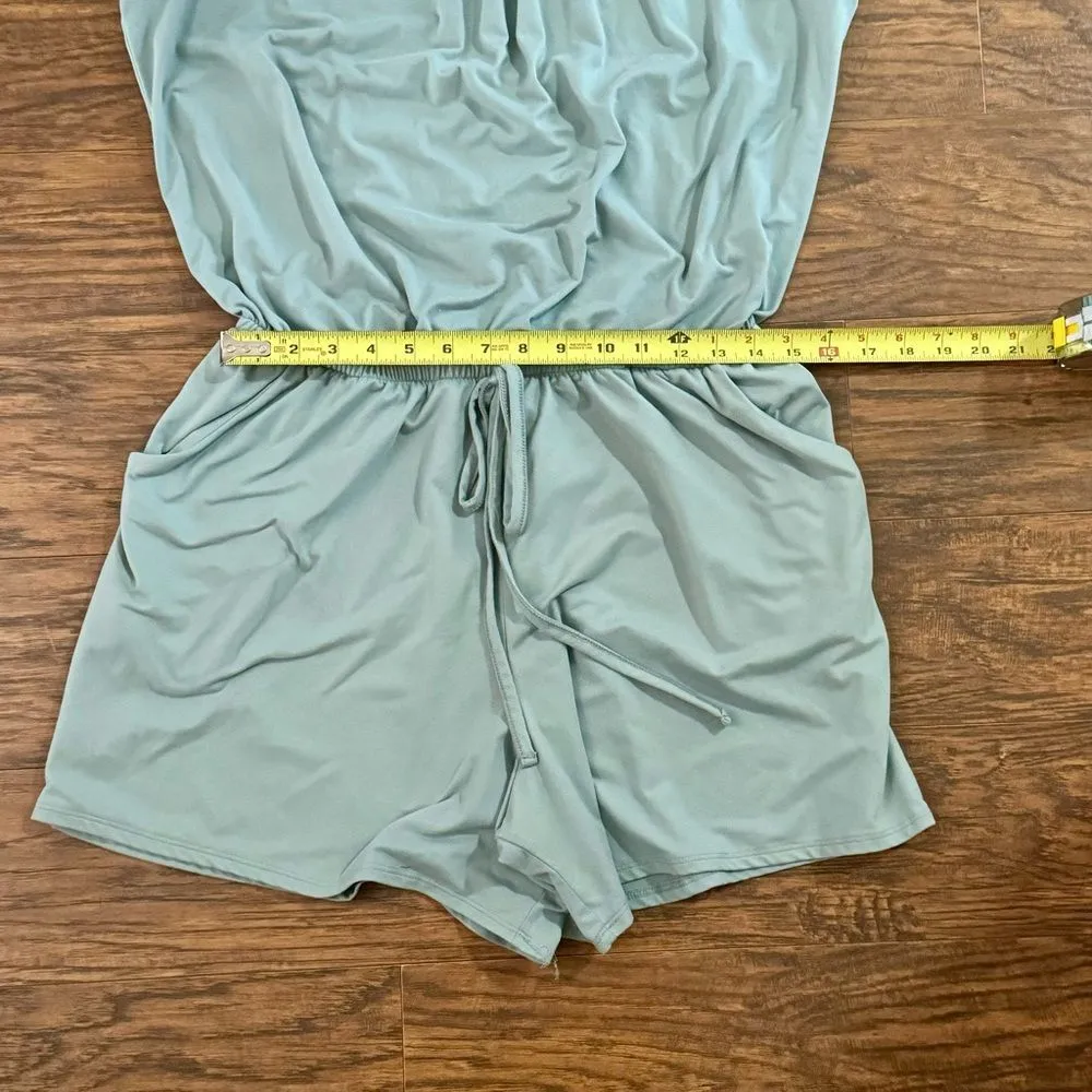 Zenana Knit Romper Sleeveless Shorts Elastic Waist Green Womens Size XL - Image 8