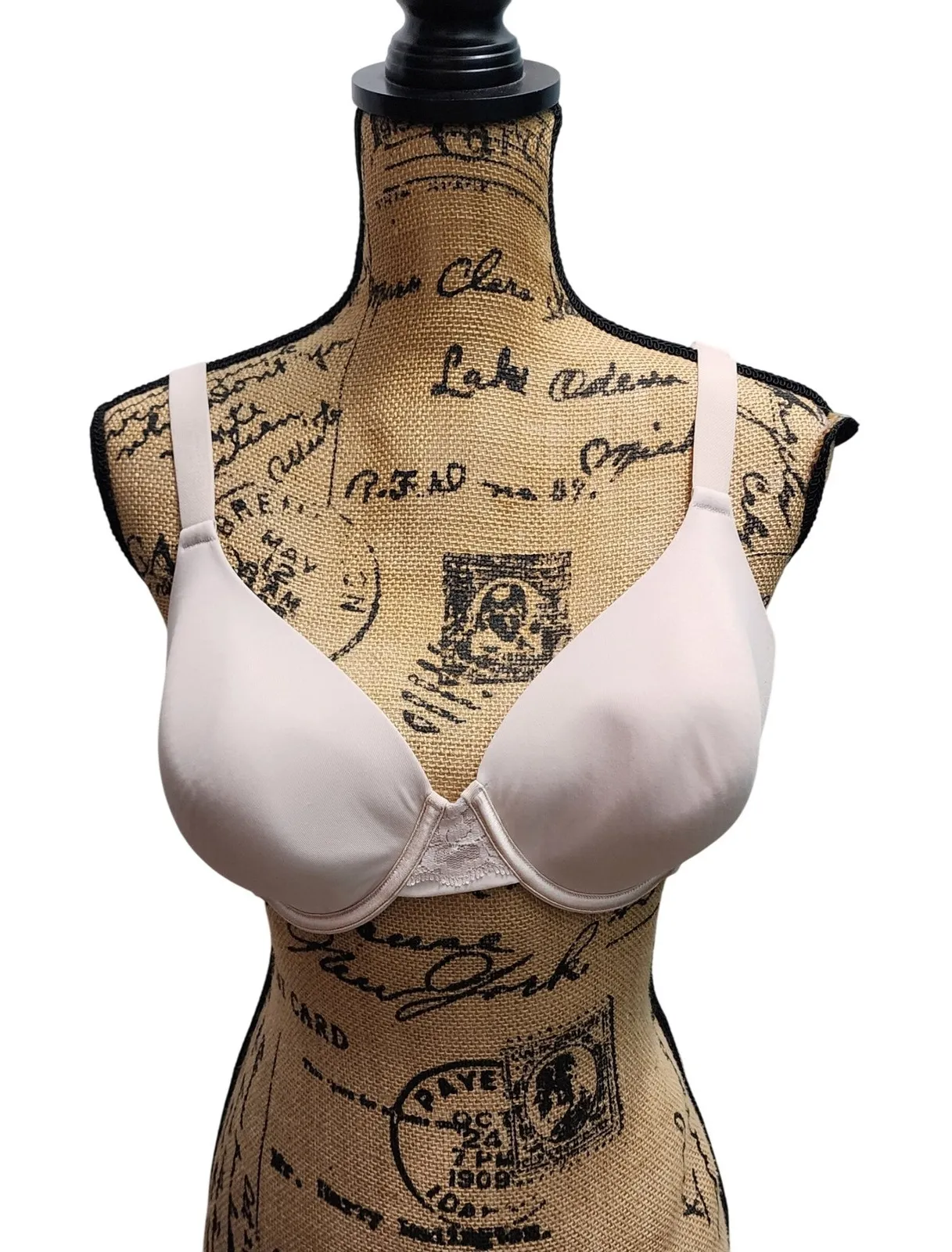 Vanity Fair Bra 40C Beige Full Coverage Underwire Lace Detail Comfort - Image 1